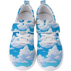 Sky Clouds Blue Cartoon Animated Men s Velcro Strap Shoes