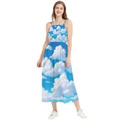 Sky Clouds Blue Cartoon Animated Boho Sleeveless Summer Dress