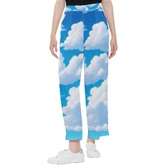 Sky Clouds Blue Cartoon Animated Women s Pants  by Bangk1t