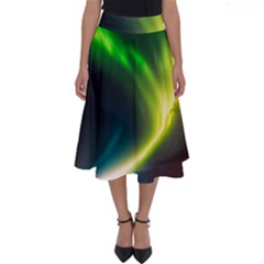Lake Storm Neon Nature Perfect Length Midi Skirt