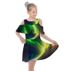 Lake Storm Neon Nature Kids  Shoulder Cutout Chiffon Dress by Bangk1t