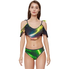 Lake Storm Neon Nature Ruffle Edge Tie Up Bikini Set	 by Bangk1t