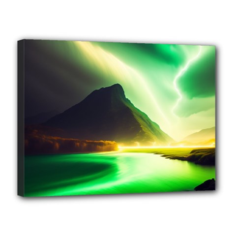 Aurora Lake Neon Colorful Canvas 16  X 12  (stretched)