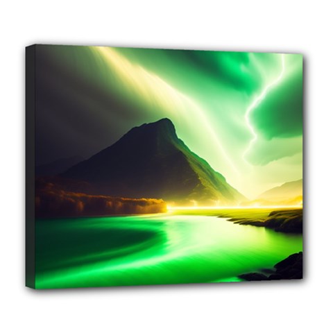 Aurora Lake Neon Colorful Deluxe Canvas 24  X 20  (stretched) by Bangk1t