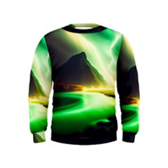 Aurora Lake Neon Colorful Kids  Sweatshirt by Bangk1t