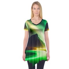 Aurora Lake Neon Colorful Short Sleeve Tunic 