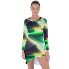 Aurora Lake Neon Colorful Asymmetric Cut-out Shift Dress