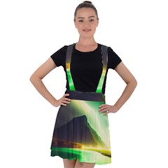 Aurora Lake Neon Colorful Velvet Suspender Skater Skirt by Bangk1t
