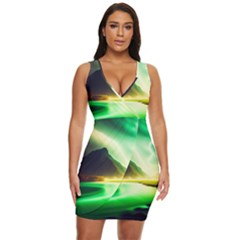 Aurora Lake Neon Colorful Draped Bodycon Dress