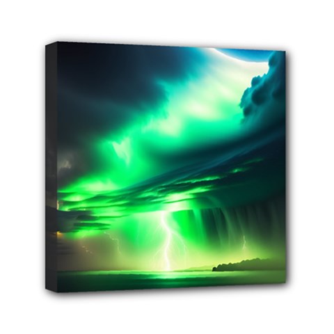 Lake Storm Neon Mini Canvas 6  X 6  (stretched) by Bangk1t