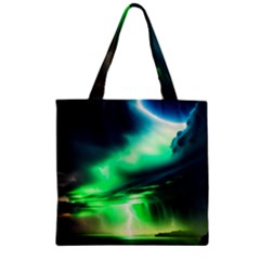 Lake Storm Neon Zipper Grocery Tote Bag by Bangk1t