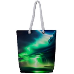 Lake Storm Neon Full Print Rope Handle Tote (small) by Bangk1t