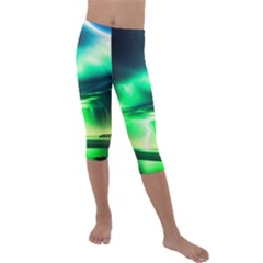 Lake Storm Neon Kids  Lightweight Velour Capri Leggings 