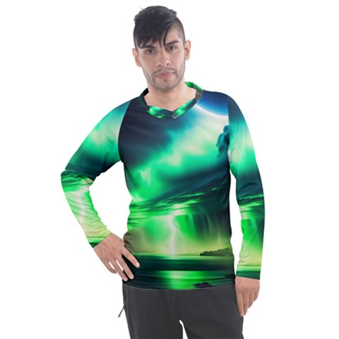 Lake Storm Neon Men s Pique Long Sleeve T-shirt by Bangk1t