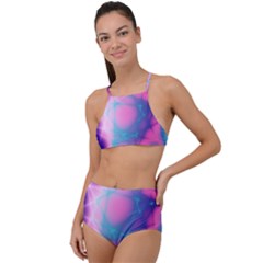 Geometry Abstract Pattern Hypercube Halter Tankini Set