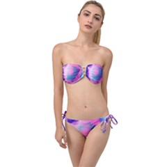 Geometry Abstract Pattern Hypercube Twist Bandeau Bikini Set