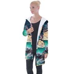 Tree Wave Ocean Longline Hooded Cardigan