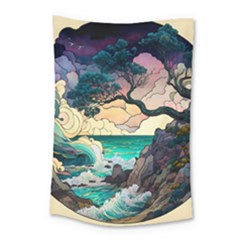 Tree Wave Ocean Small Tapestry by Bangk1t