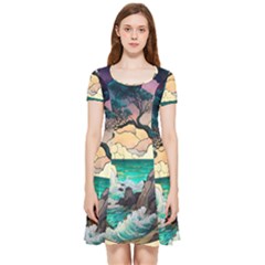 Tree Wave Ocean Inside Out Cap Sleeve Dress by Bangk1t