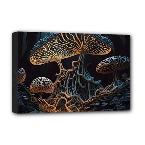 Forest Mushroom Wood Deluxe Canvas 18  X 12  (stretched)