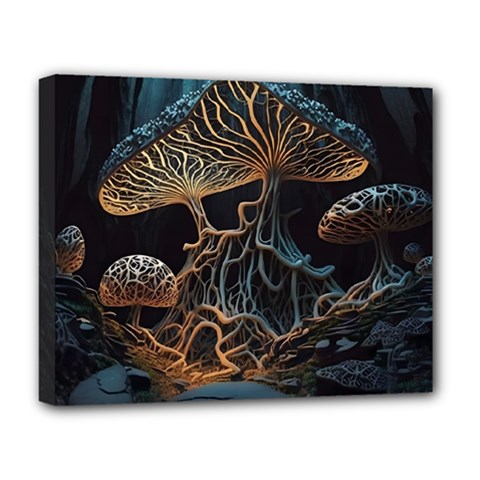 Forest Mushroom Wood Deluxe Canvas 20  X 16  (stretched)
