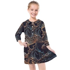 Forest Mushroom Wood Kids  Quarter Sleeve Shirt Dress by Bangk1t