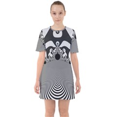 Pattern Illusion Fractal Mandelbrot Sixties Short Sleeve Mini Dress by Bangk1t