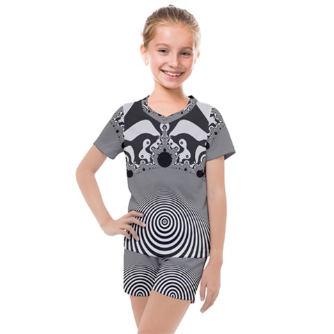 Pattern Illusion Fractal Mandelbrot Kids  Mesh T-shirt And Shorts Set by Bangk1t