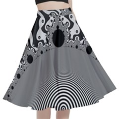 Pattern Illusion Fractal Mandelbrot A-line Full Circle Midi Skirt With Pocket by Bangk1t