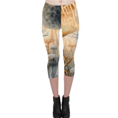 Garden Mushrooms Tree Flower Capri Leggings 