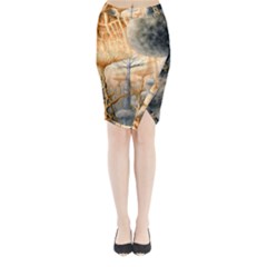 Garden Mushrooms Tree Flower Midi Wrap Pencil Skirt by Bangk1t