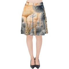 Garden Mushrooms Tree Flower Velvet High Waist Skirt