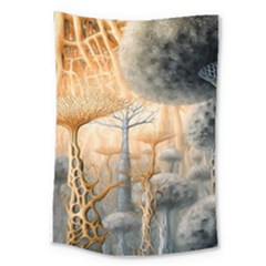 Garden Mushrooms Tree Flower Large Tapestry by Bangk1t