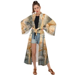 Garden Mushrooms Tree Flower Maxi Kimono