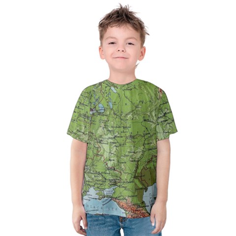 Map Earth World Russia Europe Kids  Cotton T-shirt by Bangk1t
