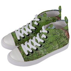 Map Earth World Russia Europe Women s Mid-top Canvas Sneakers
