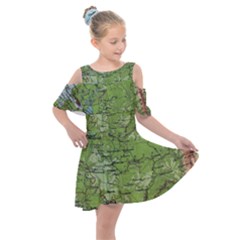 Map Earth World Russia Europe Kids  Shoulder Cutout Chiffon Dress by Bangk1t