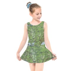 Map Earth World Russia Europe Kids  Skater Dress Swimsuit by Bangk1t