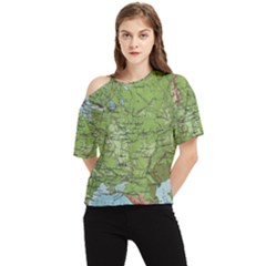 Map Earth World Russia Europe One Shoulder Cut Out T-shirt