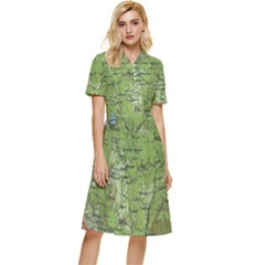 Map Earth World Russia Europe Button Top Knee Length Dress