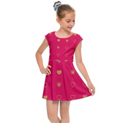 Heart Pattern Design Kids  Cap Sleeve Dress