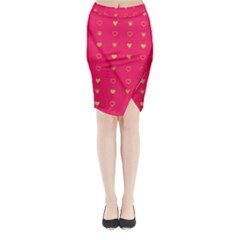 Heart Pattern Design Midi Wrap Pencil Skirt