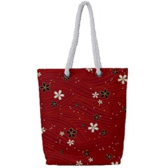 Flower Washi Floral Background Full Print Rope Handle Tote (small)