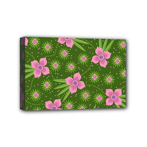 Pink Flower Background Pattern Mini Canvas 6  X 4  (stretched)