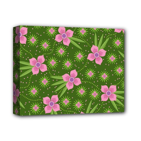 Pink Flower Background Pattern Deluxe Canvas 14  X 11  (stretched) by Ravend