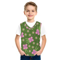 Pink Flower Background Pattern Kids  Basketball Tank Top by Ravend