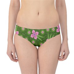 Pink Flower Background Pattern Hipster Bikini Bottoms by Ravend
