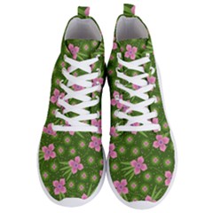 Pink Flower Background Pattern Men s Lightweight High Top Sneakers by Ravend