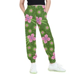 Pink Flower Background Pattern Kids  Joggers