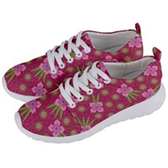 Flower Background Pattern Pink Men s Lightweight Sports Shoes by Ravend